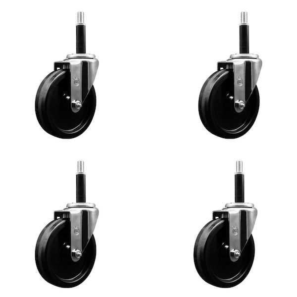5'' Phenolic Wheel Swivel 3/4'' Expanding Stem Caster Set, 4PK